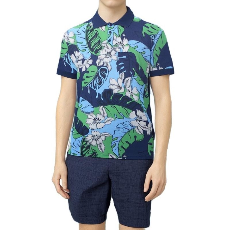 Moschino Tropical Floral Polo Shirt Navy