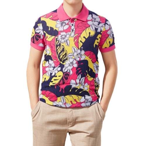 Moschino Tropical Floral Polo Shirt Pink