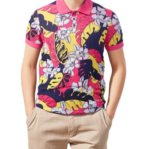 Moschino Tropical Floral Polo Shirt Pink