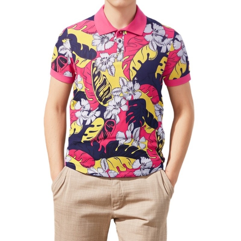 Moschino Tropical Floral Polo Shirt Pink