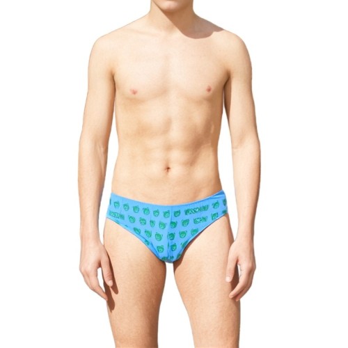 Moschino Teddy Bear Print Swim Brief Blue