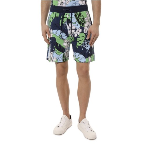 Moschino Tropical Floral Beach Shorts Navy