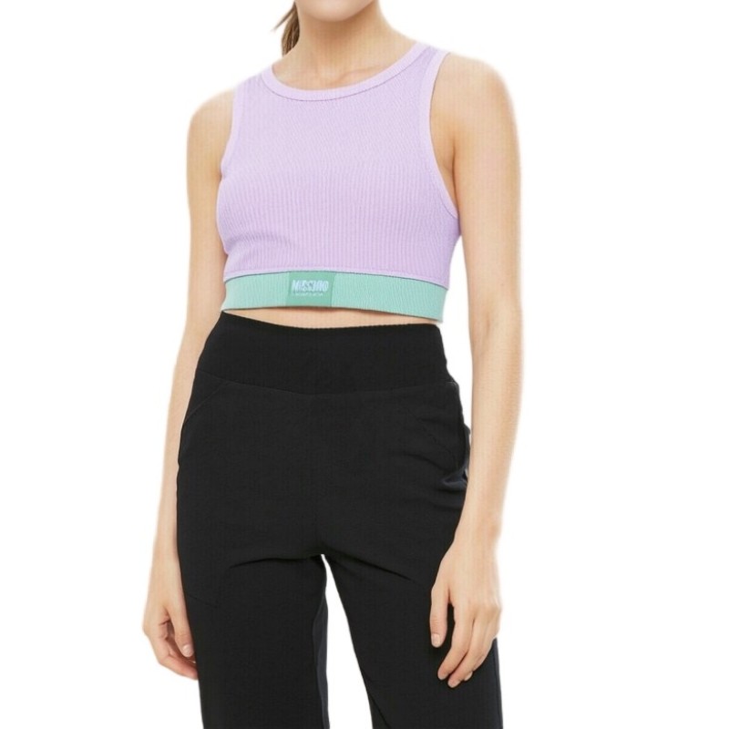 Moschino Colorblock Ribbed Tank Top Multi Pink