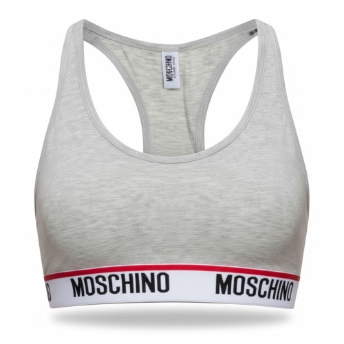 Moschino Logo Band Sports Bra Grey