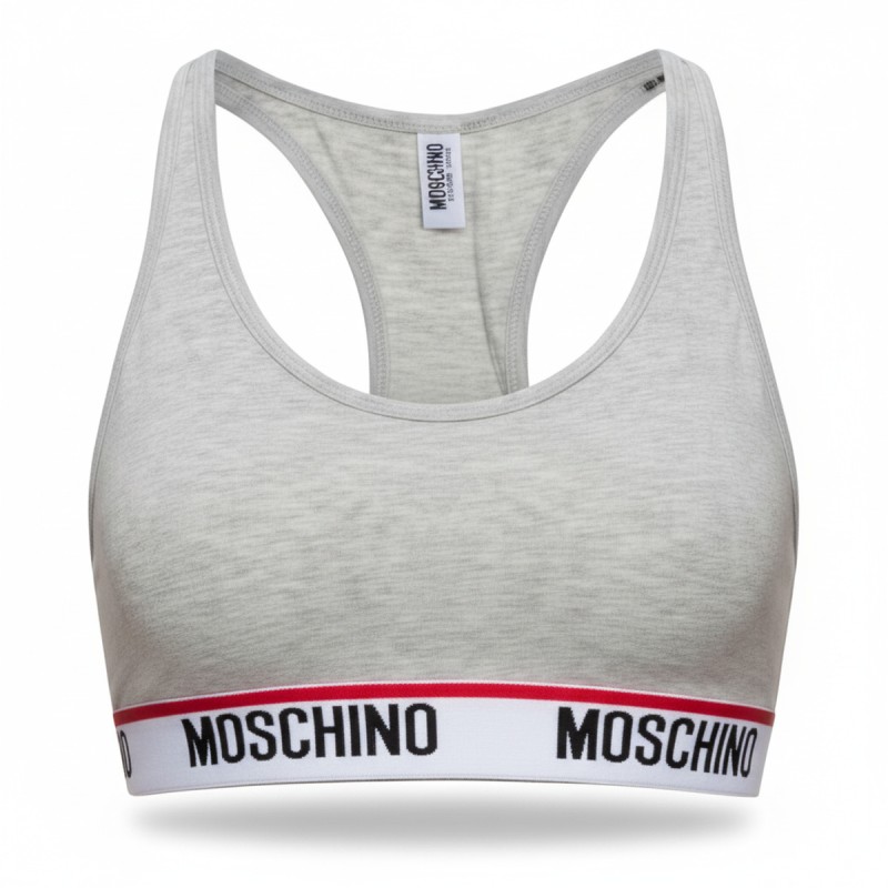 Moschino Logo Band Sports Bra Grey