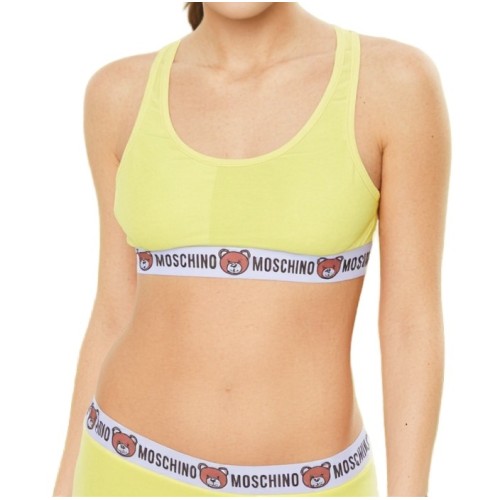 Moschino Teddy Logo Sports Bra Yellow