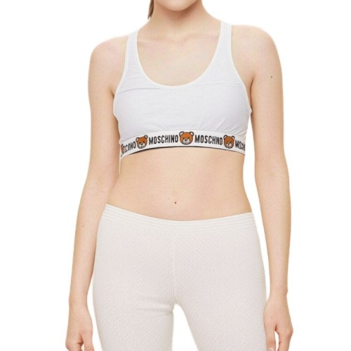 Moschino Teddy Bear Logo Sports Bra White