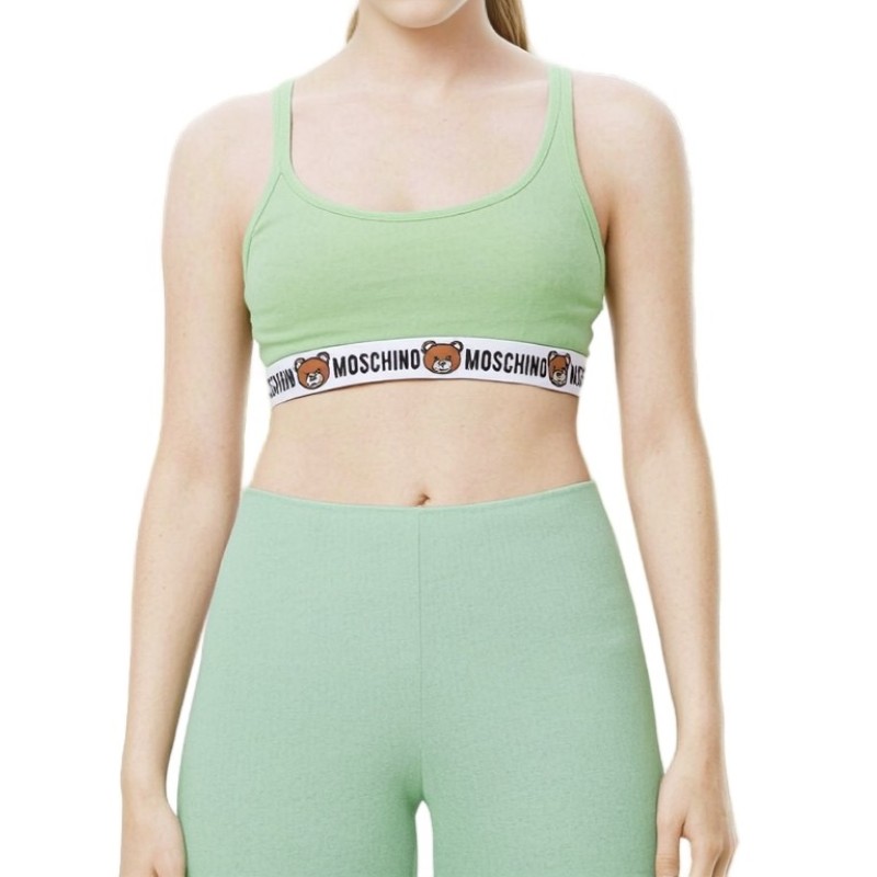Moschino Teddy Bear Logo Sports Bra Green