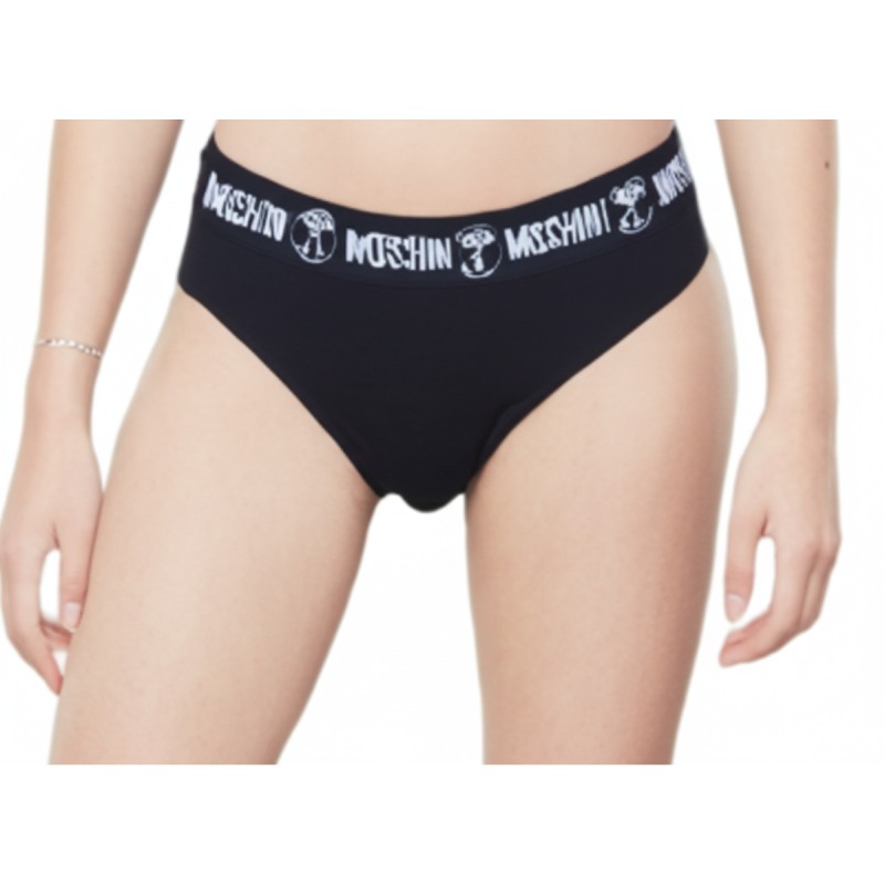 Moschino Logo Band High Waist Brief Black