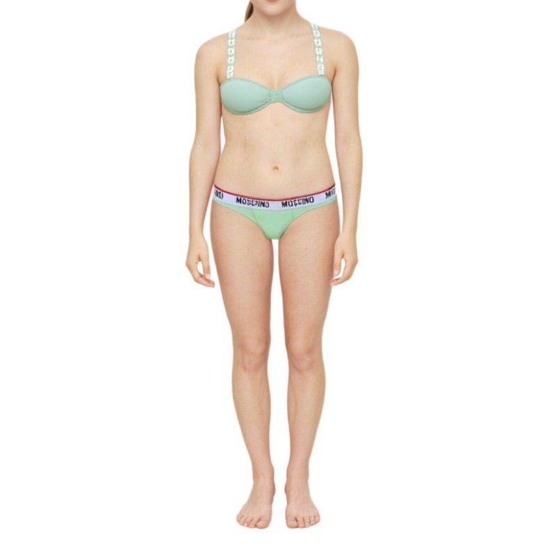 Moschino Logo Waistband Thong Green