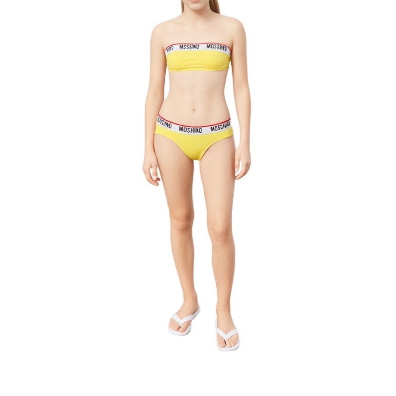 Moschino Logo Band Yellow Bikini Set
