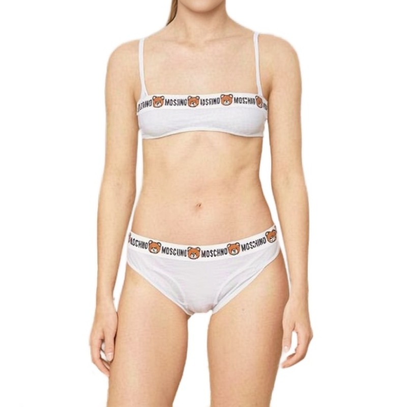 Moschino Teddy Logo Bikini Set White