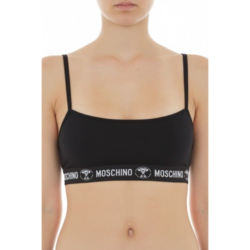 Moschino Logo Tape Sports Bra Black