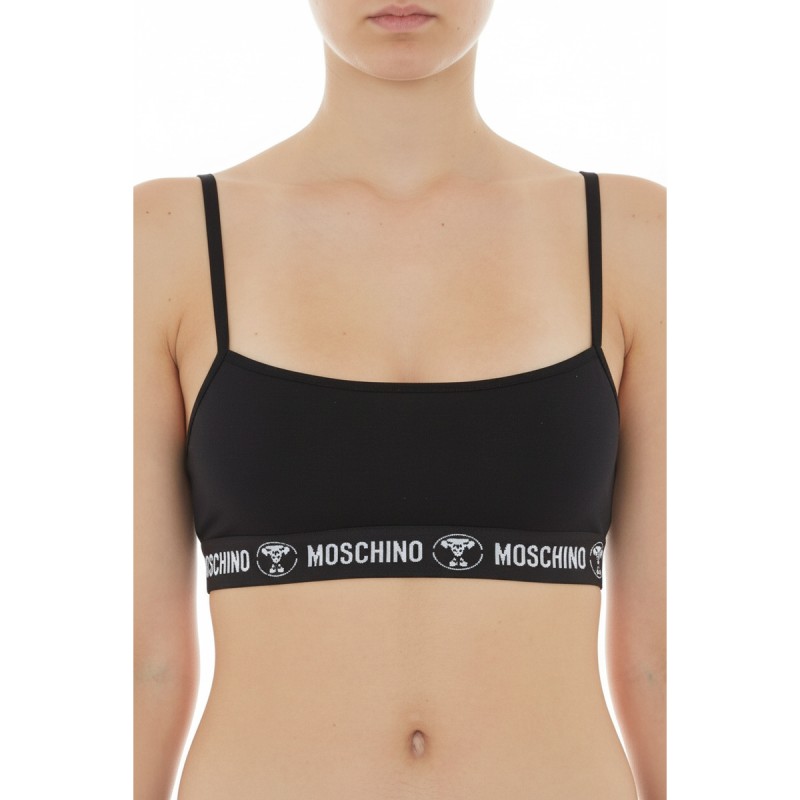 Moschino Logo Tape Sports Bra Black