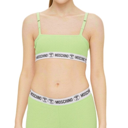 Moschino Logo Band Bra Green
