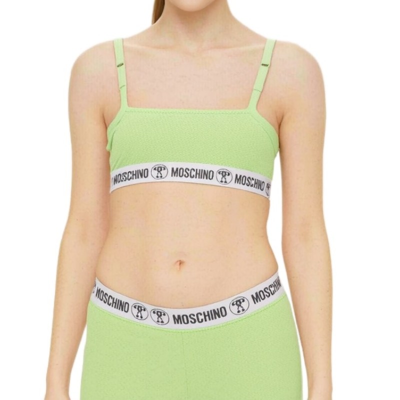 Moschino Logo Band Bra Green