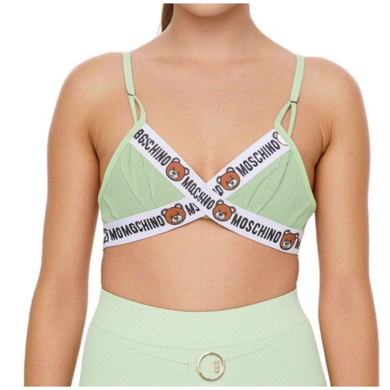 Moschino Teddy Bear Logo Bra Green
