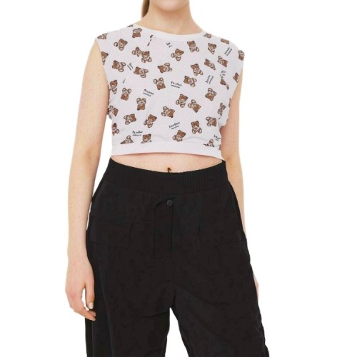 Moschino Teddy Bear Print Crop Sweatshirt Multi