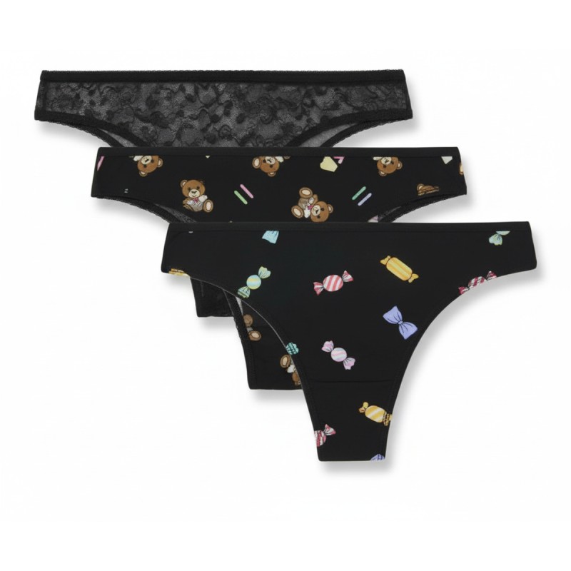 Moschino Black Printed Brazilian Brief 3-Pack