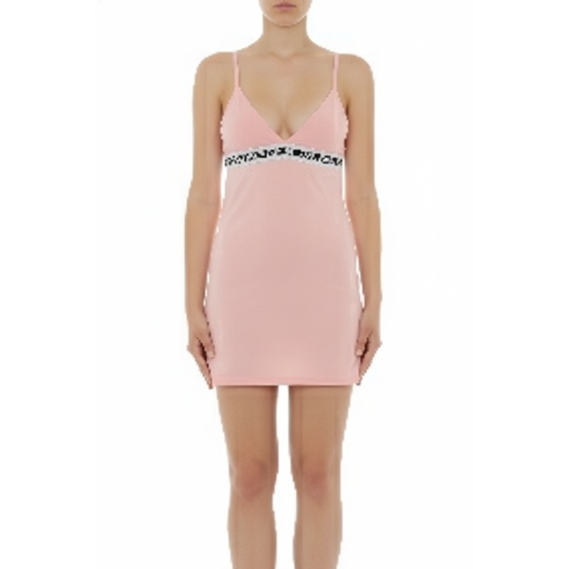 Moschino Pink Logo Band Mini Dress