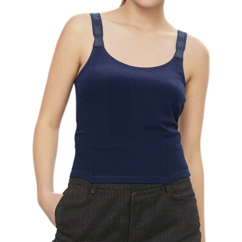 Moschino Navy Cotton Blend Tank Top