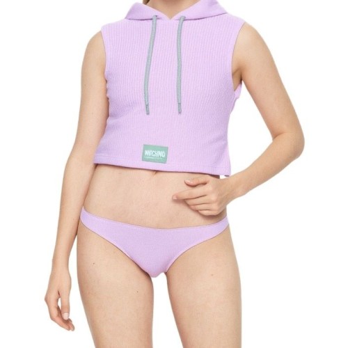 Moschino Ribbed Hooded Cropped Vest Pink