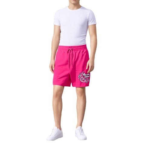 Moschino Logo Print Swim Shorts Pink