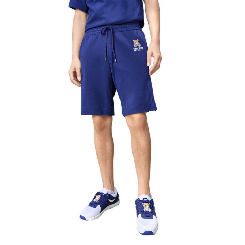 Moschino Bear Logo Drawstring Shorts Blue