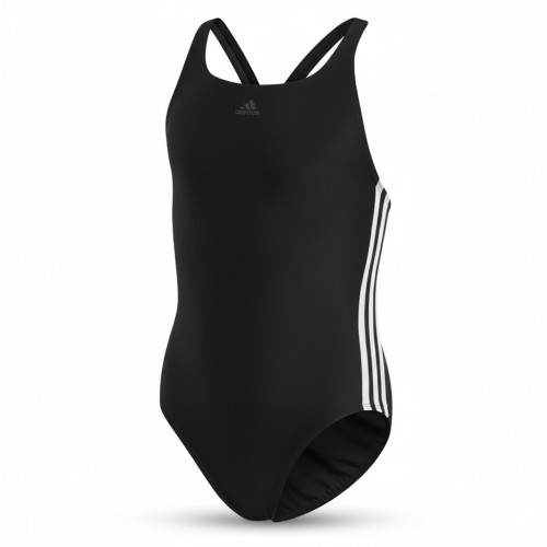 Adidas Three Stripe Athletic Swimsuit Black White