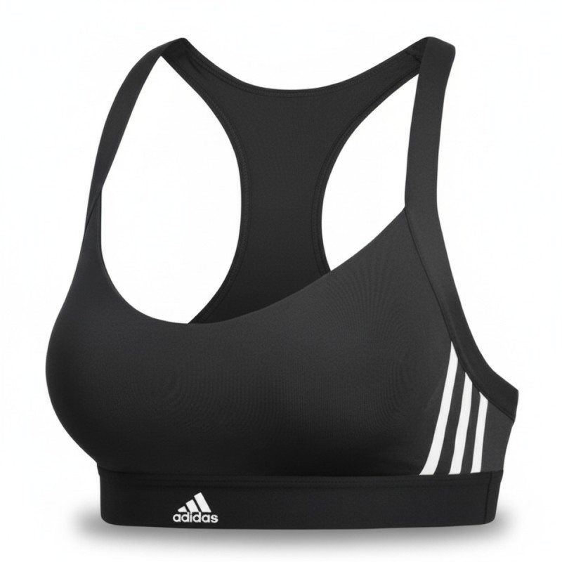 Adidas Three Stripe Sports Bra Black