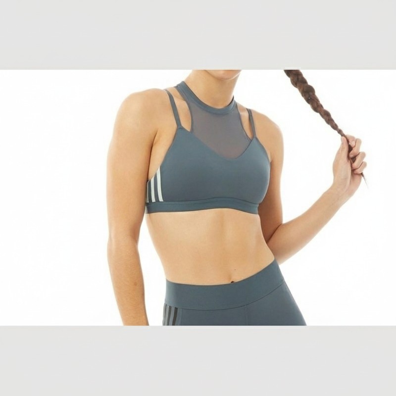 Adidas 3-Stripes Mesh Sports Bra Blue