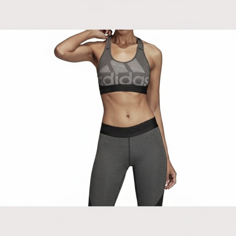 Adidas Logo Print Racerback Sports Bra Black