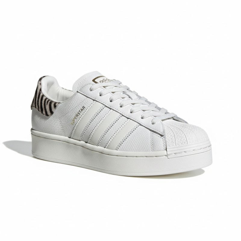 Adidas Superstar Bold Zebra Print White Sneakers