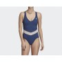 Adidas V-Neck Color Block One-Piece Swimsuit Purple
