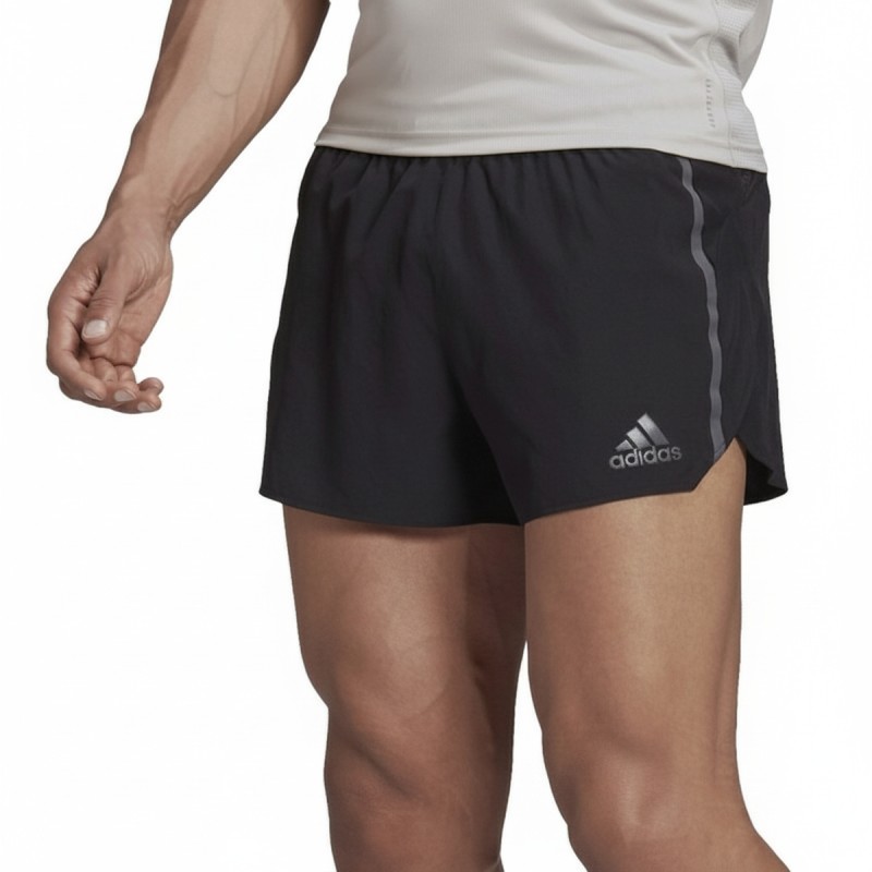 Adidas Saturday Split Running Shorts Black Grey