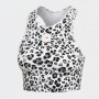 Adidas Leopard Print Sports Crop Top White
