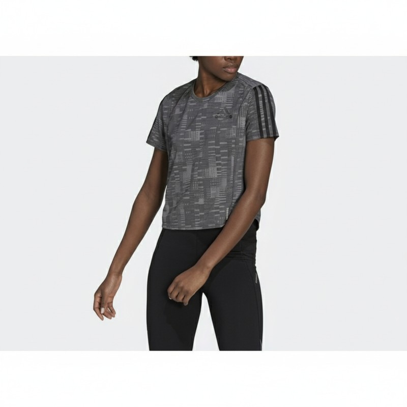 Adidas Geometric Print Performance T-shirt Grey