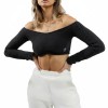 Adidas Off-Shoulder Bouclé Crop Top Black