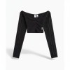 Adidas Off-Shoulder Bouclé Crop Top Black
