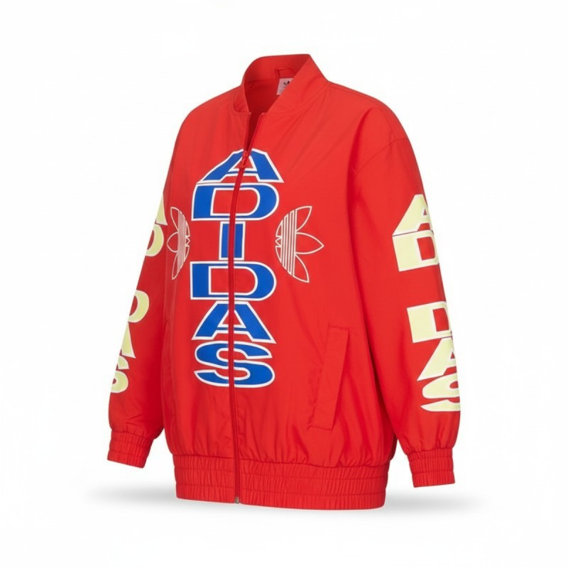 Adidas Logo Print Track Jacket Red