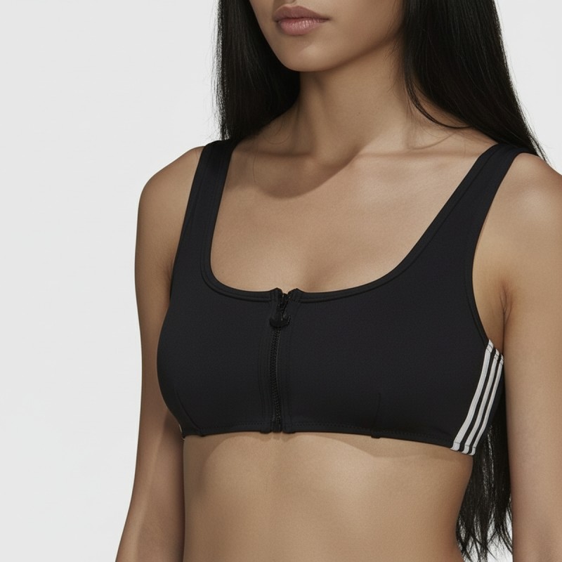 Adidas Front Zip Bikini Top Black