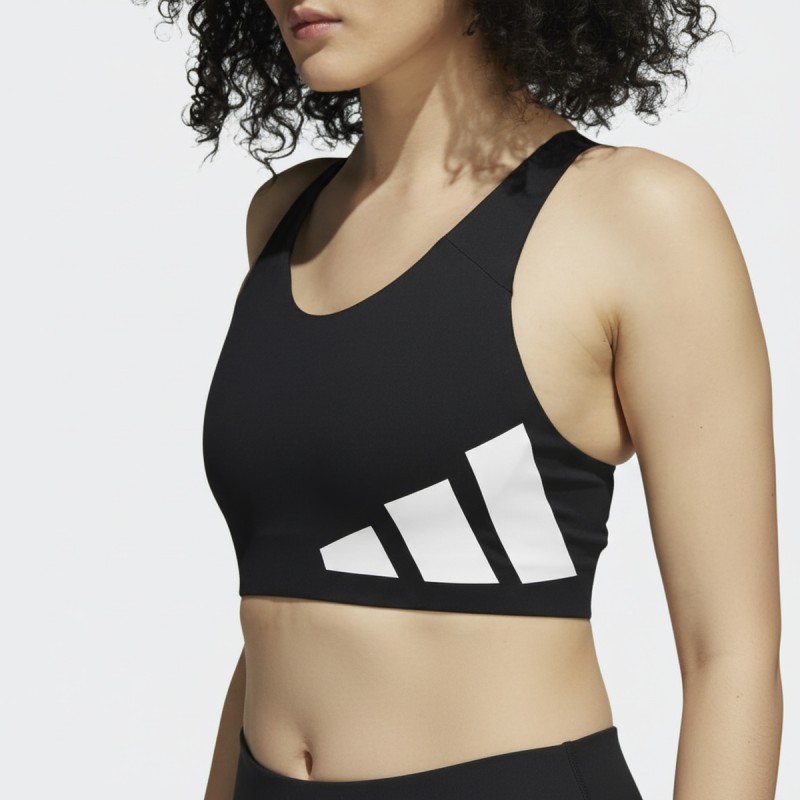 Adidas Black Sports Bra White Logo