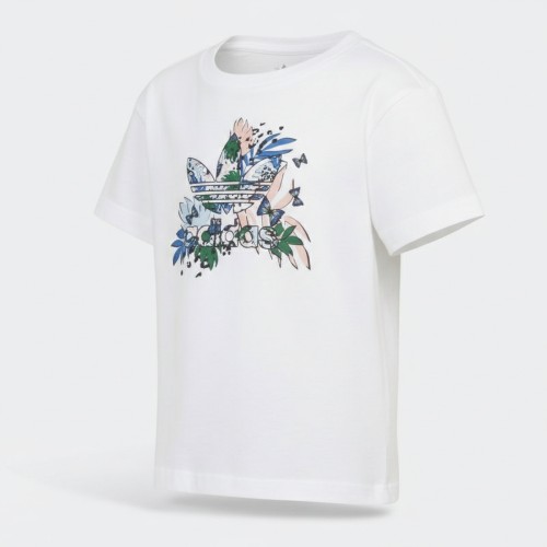 Adidas Floral Logo T-Shirt White