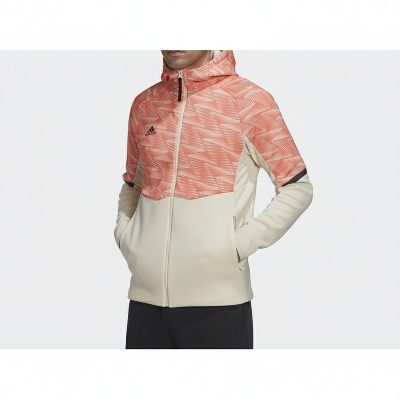 Adidas Color Block Zip Hoodie White