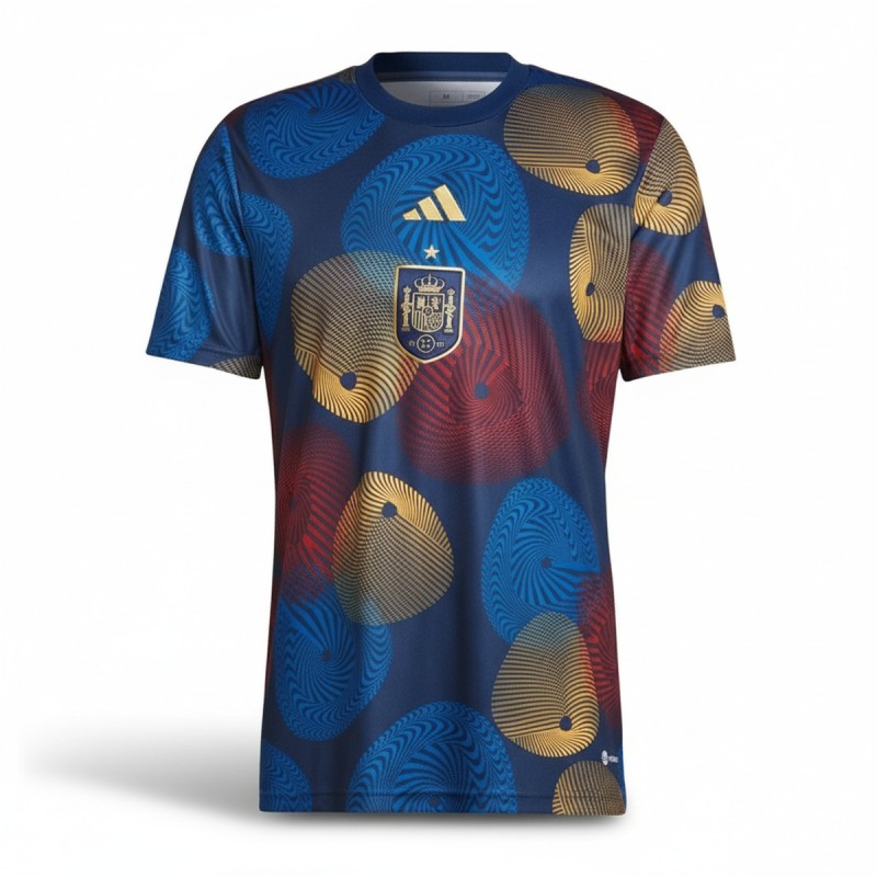 Adidas Spain FEF Spiral Print Football Jersey Blue Red