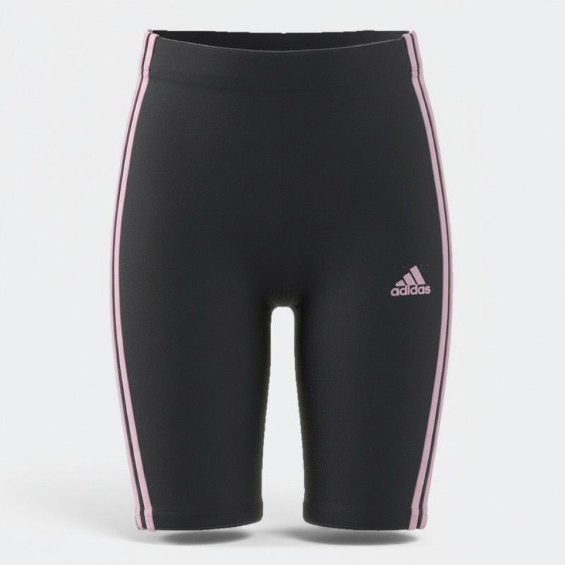 Adidas Girls 3-Stripes Bike Shorts Black Pink