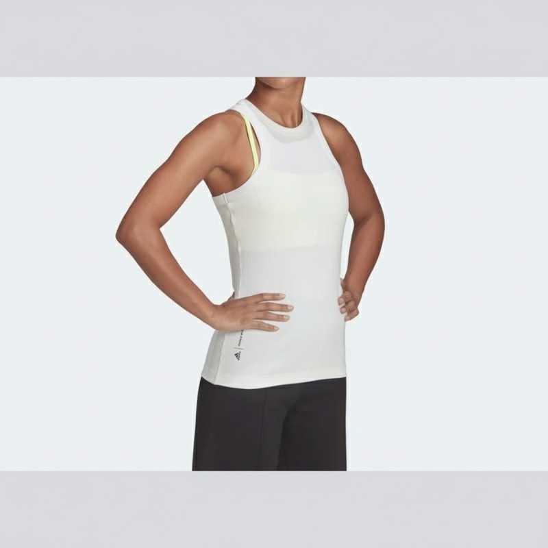 Adidas White Ribbed Tank Top