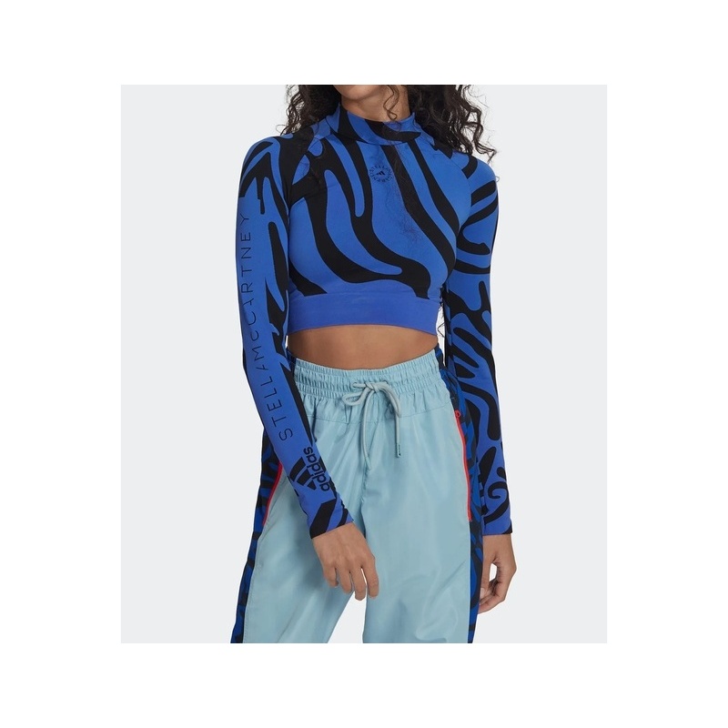 Adidas Blue Black Animal Print Crop Top
