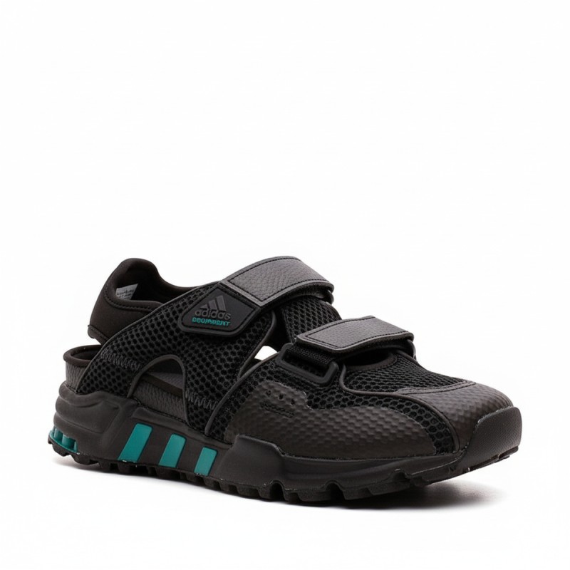 Adidas Black Sports Sandals Teal Accents