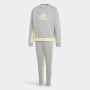 Adidas Girls Cotton Tracksuit Grey Yellow